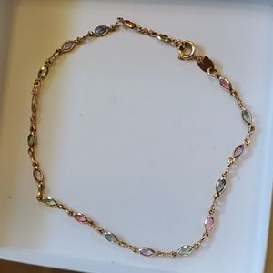 18K Gold Jeweled Ankle Bracelet